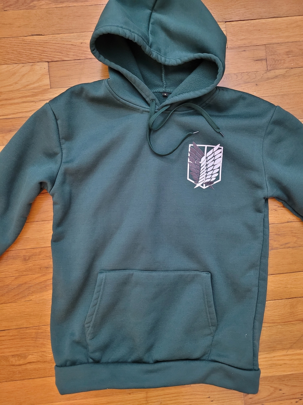 Women's Forest Green Pullover Hoodie with Wing Emblem Size S